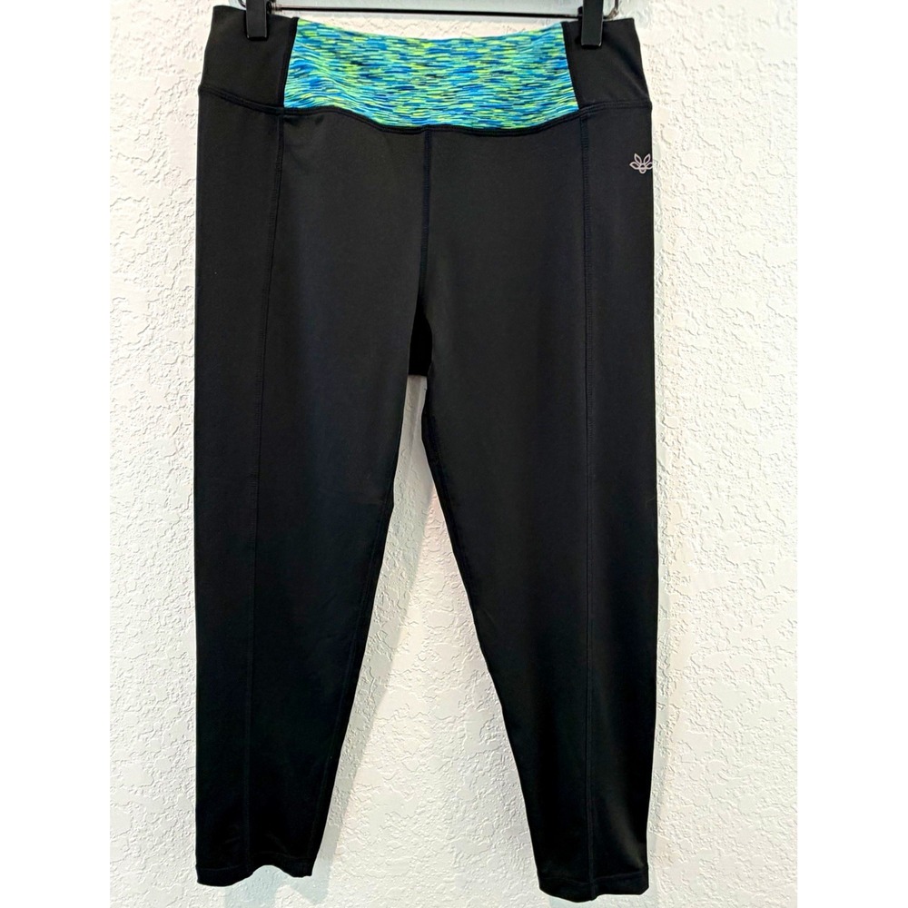 Essenza New York Women's Black Ankle Leggings M High Rise Stretch Yoga Blue